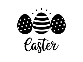 Caster Script Patterned Egg Trio Silhouette Graphic (Stripes, Dots)
