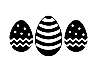 Patterned Easter Egg Trio Silhouette Icons (Stripes, Dots, Waves)