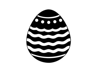 Patterned Easter Egg Silhouette Icon with Waves and Dots