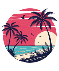 Golden Horizon Escape retro vector design