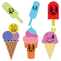 ice cream emoji icon vector illustration Design ice cream emoji vector icon