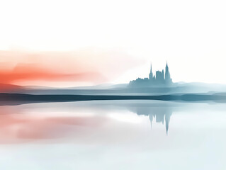 Misty Coastline with Abbey | JPG | 300 DPI