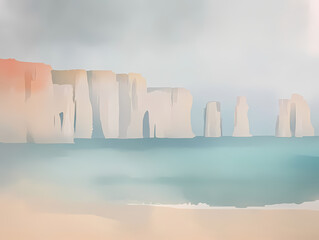 Pastel Cliffs by the Sea | JPG | 300 DPI