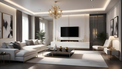 Fototapeta premium Photo interior modern design room 3d illustration