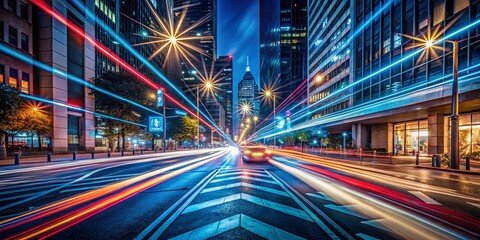Fototapeta premium Long Exposure Light Trails of Directional Arrows at Night