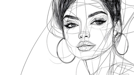 Fototapeta premium A woman with a black and white drawing of her face. Generated using AI.