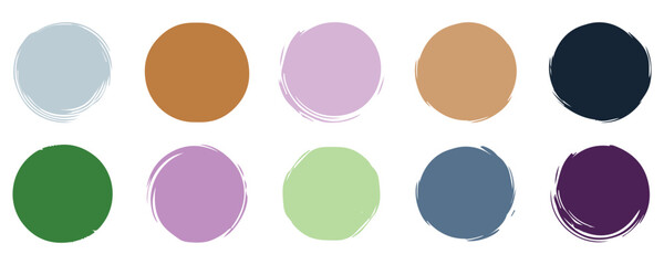 Circles, grunge sale sticker graffiti detail trace dirty texture, colorful vector grunge circle collection. brush circle shape sticker,