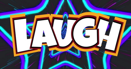 Fototapeta premium Image of laugh text over stars