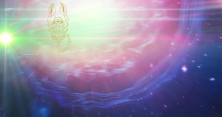 Composition of network of connections and data processing over blue background