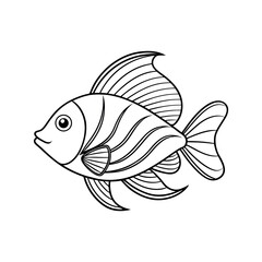 Royal Gramma Fish Black Vector Silhouette Illustration