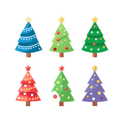Obraz premium Christmas Tree Vector Bundle Seasonal Decorative Elements for Creative Winter Projects