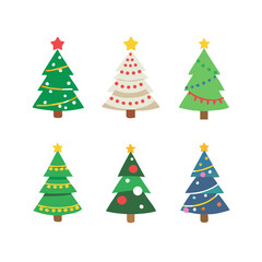 Obraz premium Variety of Hand-Drawn Christmas Trees Colorful Winter Holiday Elements for Design Projects