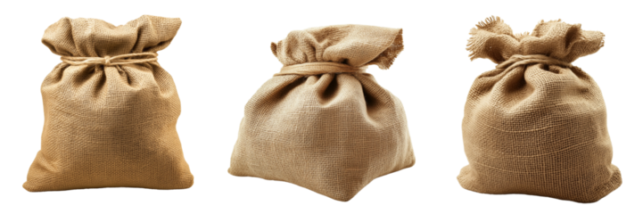 transparent png background. Ai generated - Set of A piece of old burlap fabric with a knotted rope transparent png background. Ai generated