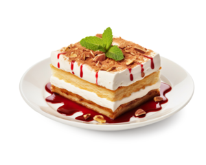 A rich and creamy Turkish Supangle dessert  on a transparent background