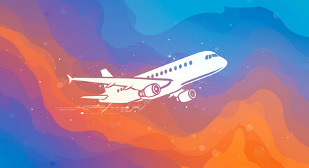 Fototapeta premium Vector, illustration, flight, plane, transportation, airport
