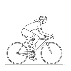 Fototapeta premium Cycling fitness icon — woman on road bike, endurance sport line art illustration