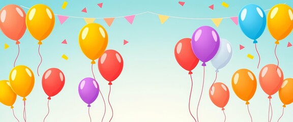 Simple flat vector icons of party balloons for birthday celebrations and events, party, illustration