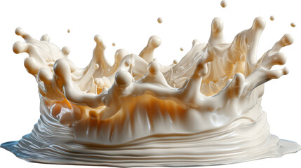 Elegant Cream Crown: A detailed view of the mesmerizing splash of thick, creamy liquid forming a majestic crown, captured mid-motion, showcasing its elegant textures. 