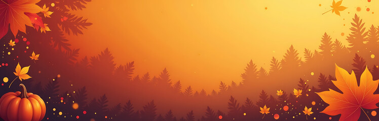 A colorful, wide, and panoramic template with a fall color gradient suitable for web banners on autumn and thanksgiving themes._00002_