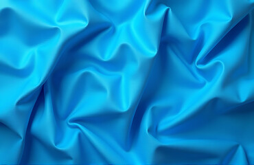 Obraz premium A blue crumpled piece of fabric serves as a background with copy space for design in this panoramic wide banner._00002_