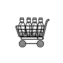 Shopping Cart with Bottles Grocery Shopping Icon