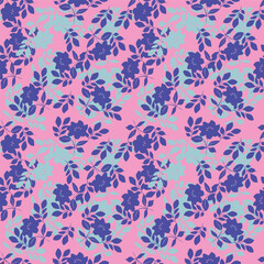Beautiful pink flower for valentine, with leaf and floral pattern modern decor.
