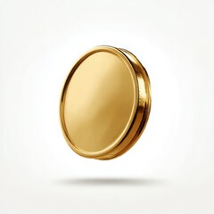 Shiny golden coin isolated object on white background