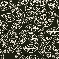 Seamless floral pattern, liberty ditsy print with a delicate rustic motif. Cute botanical design: simple small bouquets, tiny hand drawn flowers, leaves on a light background