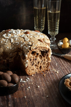 Italian Easter Cake Colomba Cut Open