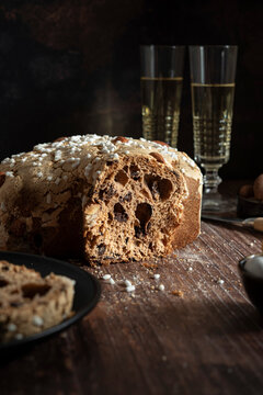 Closeup of Inside of Italian Easter Chocolate Colomba