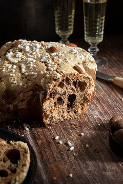 Closeup of Inside of Italian Easter Chocolate Colomba