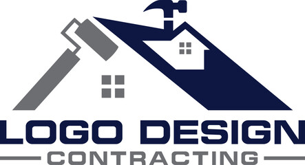 New Vector home repair, roofing, painting, construction, handyman, remodeling logo design