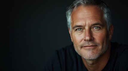 Obraz premium A man with a beard and gray hair is smiling at the camera