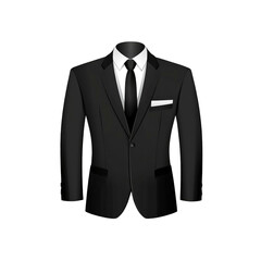 Classic Black Suit with White Shirt and Black Tie - Business Attire