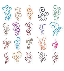 Smoke lines drawn with crayon.