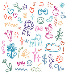 Drawing doodles with different colored crayons.