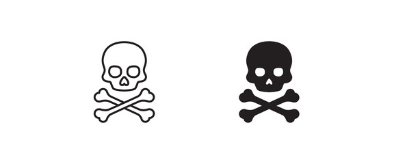 Skull and crossbones icon. icons button, vector, sign, symbol, logo, illustration, editable stroke, flat design style isolated on white linear pictogram