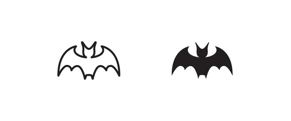 bat icon vector, sign, symbol, logo, illustration, editable stroke, flat design style isolated on white linear pictogram