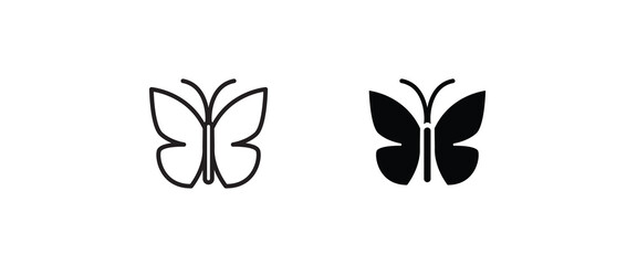butterfly icon button, vector, sign, symbol, logo, illustration, editable stroke, flat design style isolated on white linear pictogram