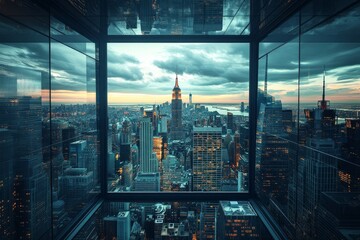 Framed New York City from high up.