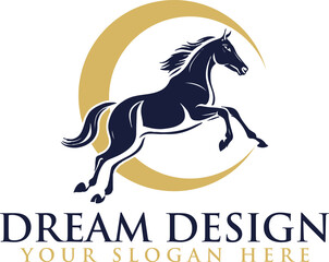 Horse hoof care logo complete with moon, star and horse vector 