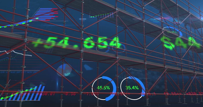 Image of scaffolding, financial data processing and statistics - Powered by Adobe