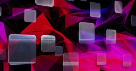 Image of screens moving over pink glowing network of connections