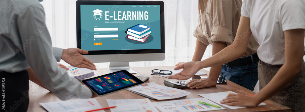 Aufkleber E-learning website with brisk sofware for student to study online on the internet network