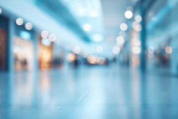 sleek modern shopping mall interior with blurred people in background emphasizing size