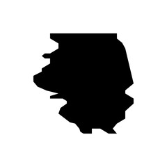 Black silhouette of illinois state map with distinct borders and geographical outline on white background