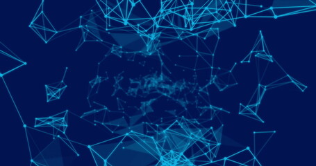 Image of glowing blue network of connections on blue background