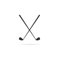golf club vector icon. Two golf clubs are crossed, symbolizing the unity and passion found in golfing.