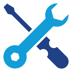 technical, Wrench and Screwdriver Tool Glyph Dual Tone Blue icon