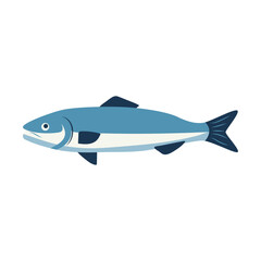 Obraz premium Salmon fish in flat design. Fresh seafood menu, healthy food products. Vector illustration isolated.